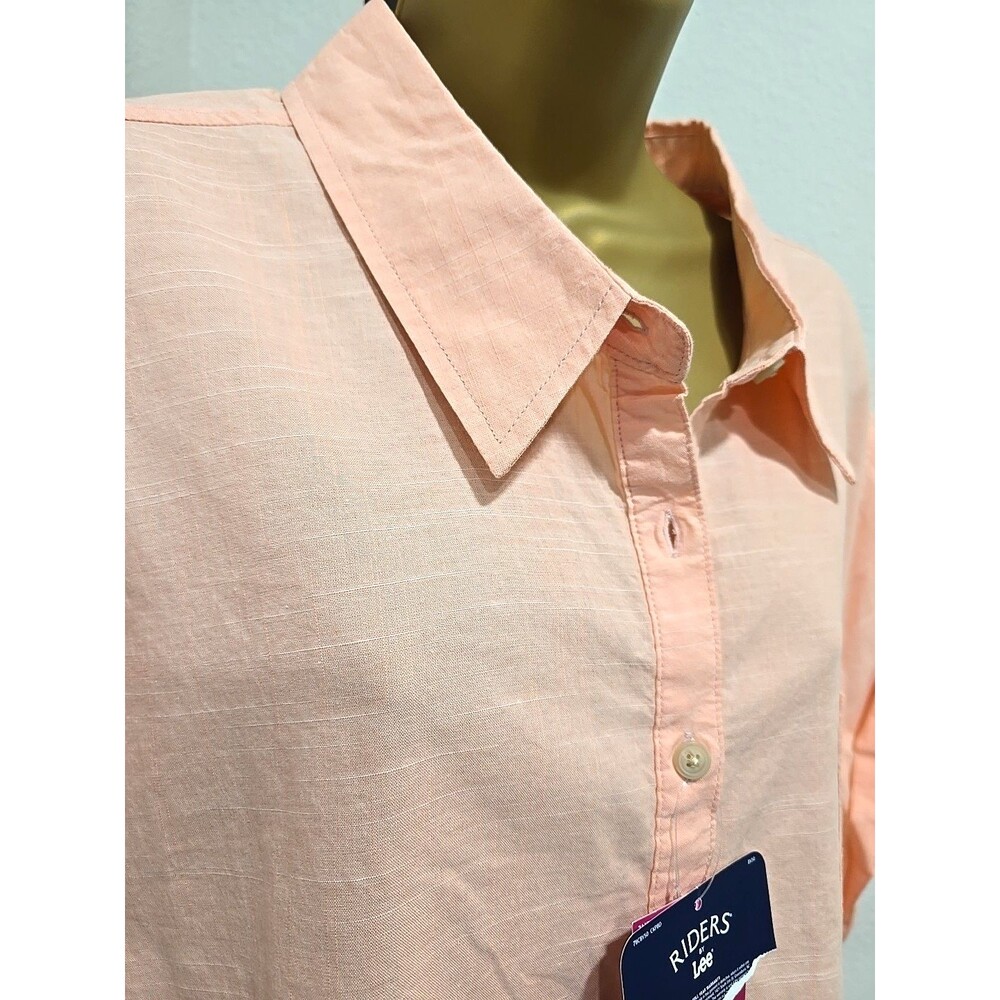 NWT Riders by Lee Pullover Shirt Womens Size 4X Pink Cotton Granola Short Sleeve